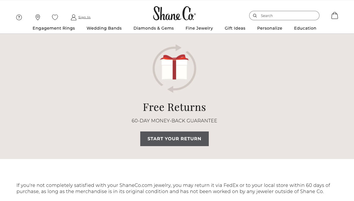 Shane Co returns policy