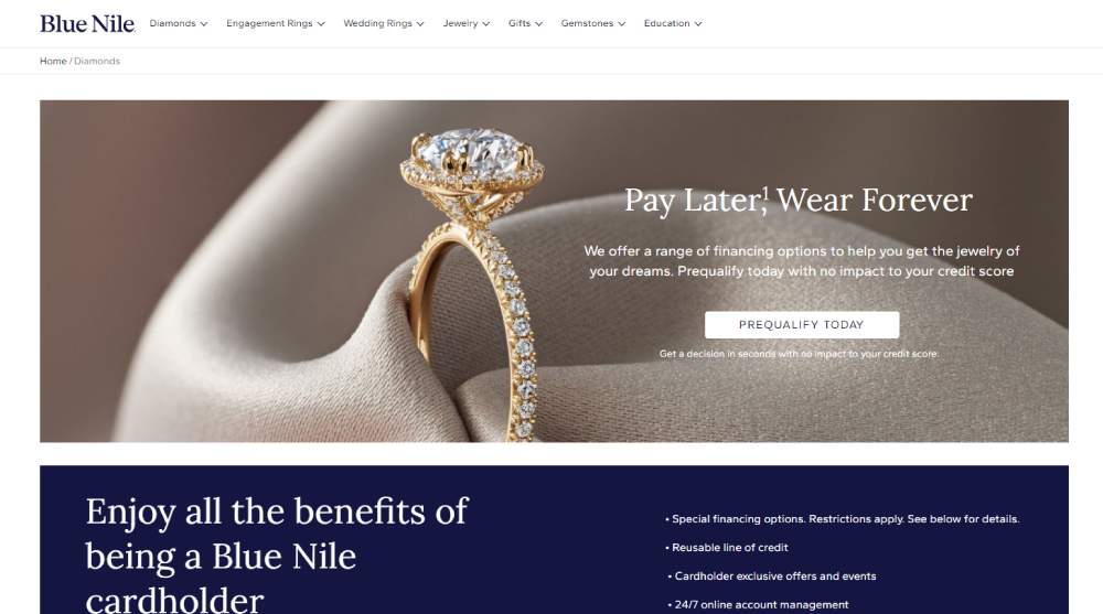 Blue Nile financing