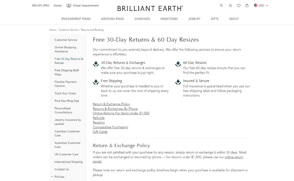 Brilliant Earth resizing