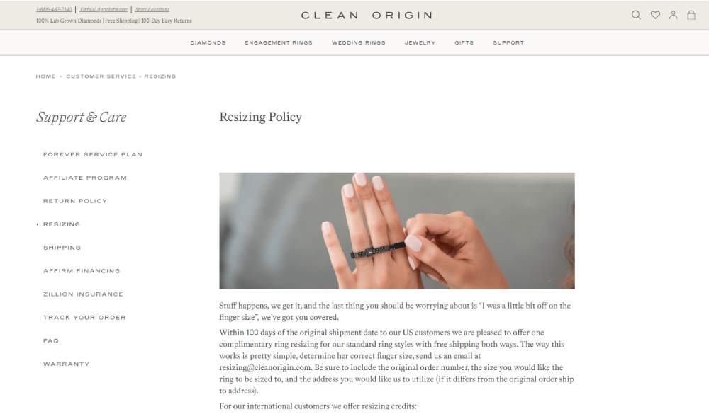 Clean Origin resizing