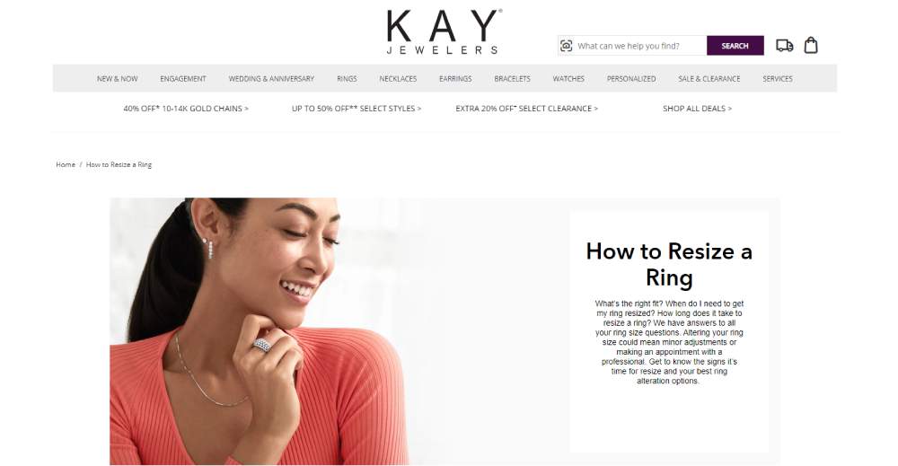 Kay Jewelers resizing