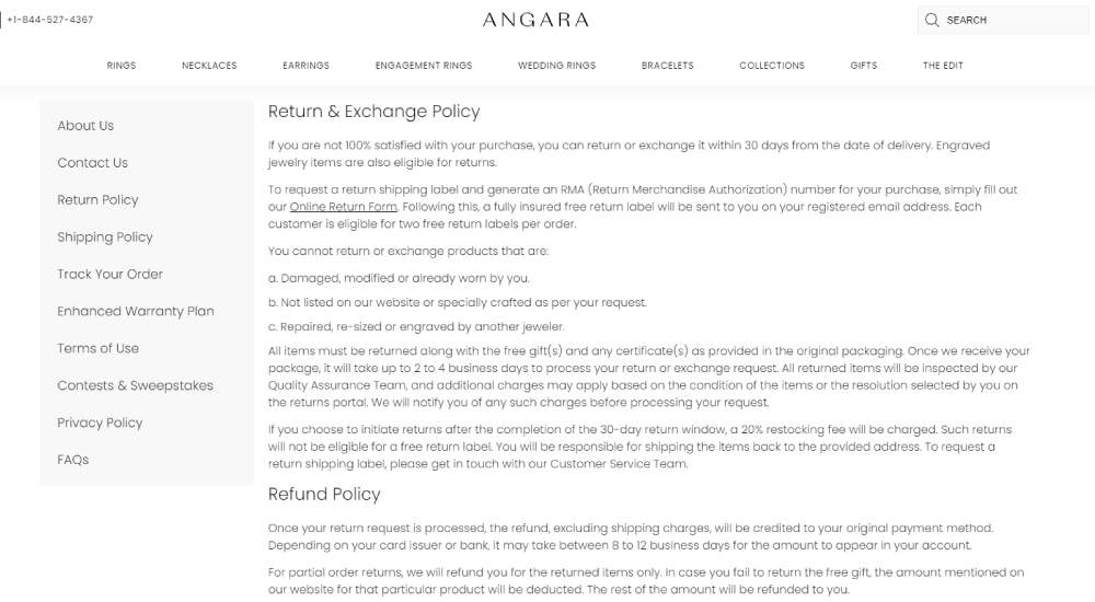 Angara returns policy