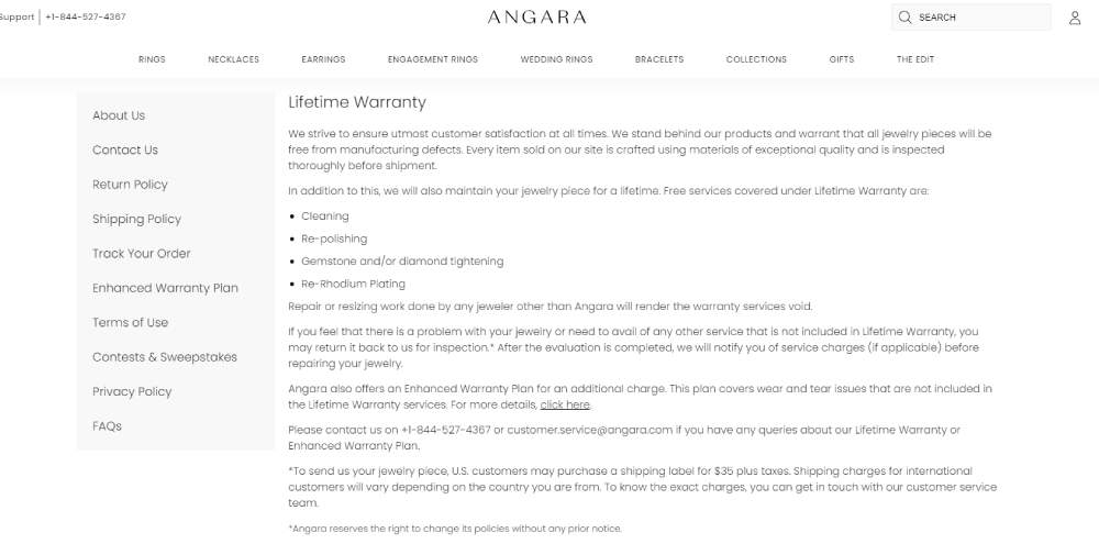 Angara warranty
