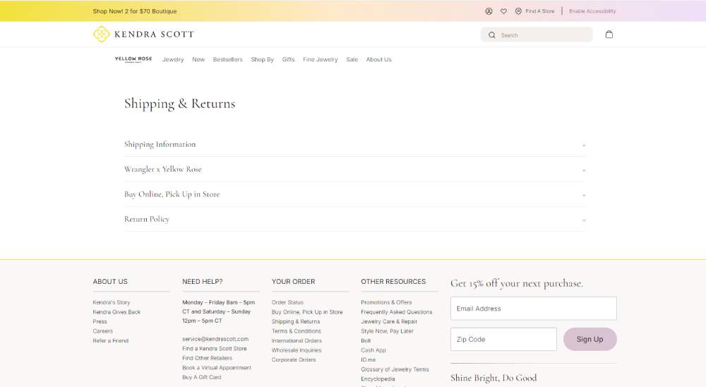 Kendra Scott shipping