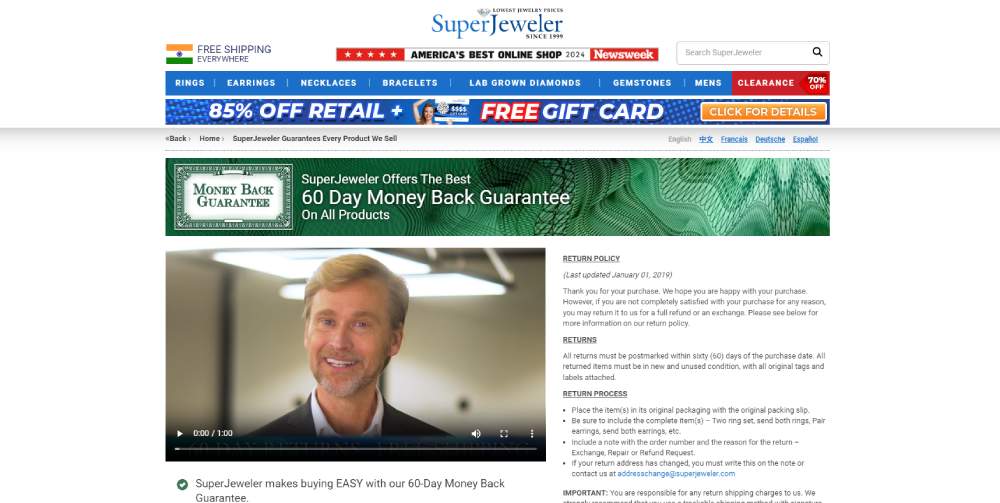 SuperJeweler returns policy